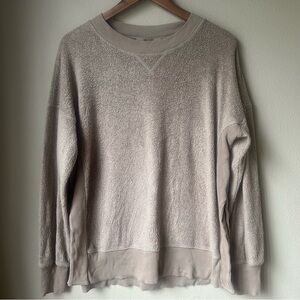 Aerie Chilled Out Oversized Fleece Sweatshirt Women’s Small Beige Pullover